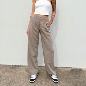 Princess Polly Archer Pants Taupe Pinstripe